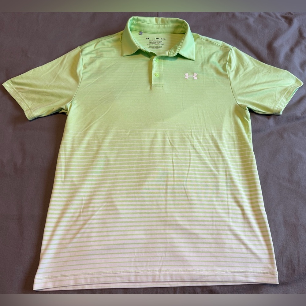 Under Armour Play Off Golf Polo Shirt Mens Medium Green Loose Performance